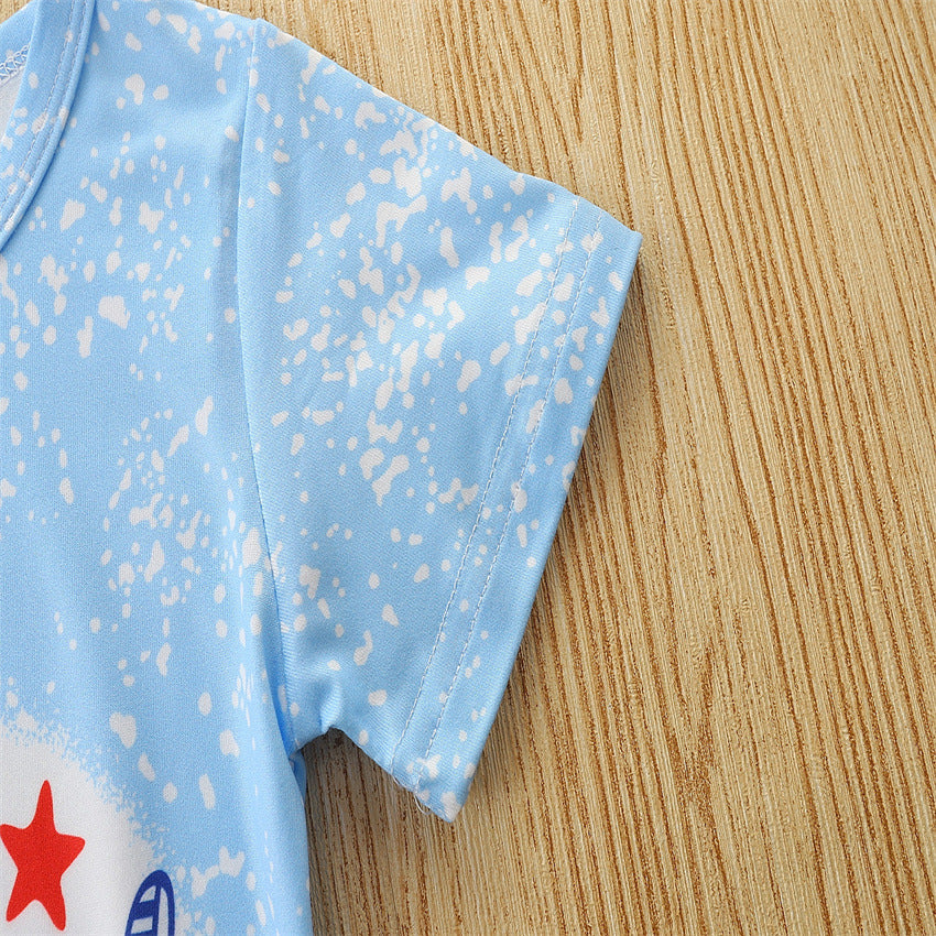 Toddler Kids Baby Girls Summer Outfit Short Puff Sleeve 2 Pcs Sets