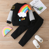 Kid Baby BoyLong Sleeve Rainbow Print 2 Pcs