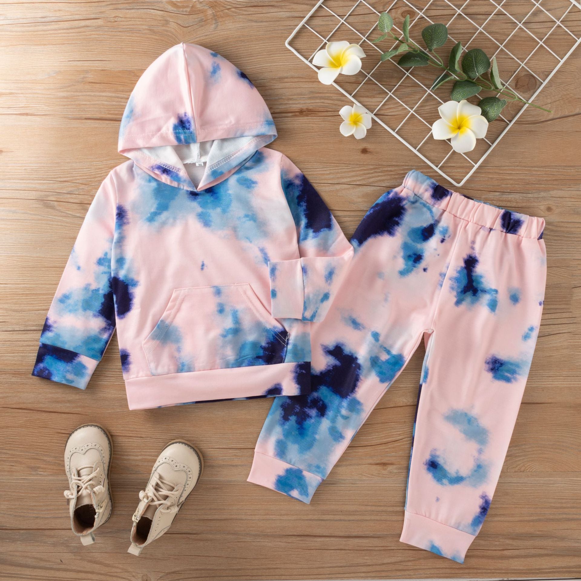 Kid Baby Girls Long-sleeved Hooded Fashion Set 2 Pcs