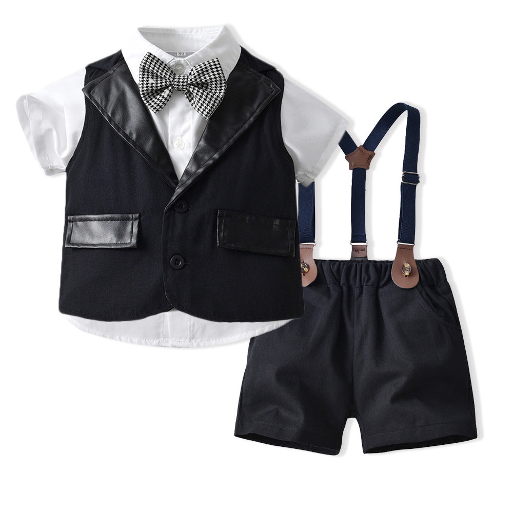Kid Baby Boys Summer Short Sleeve Cotton Leather 3 Sets Pcs