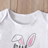 Kid Baby Girls Suit Summer Easter Letter Rabbit Print Strap 3 Pcs Set