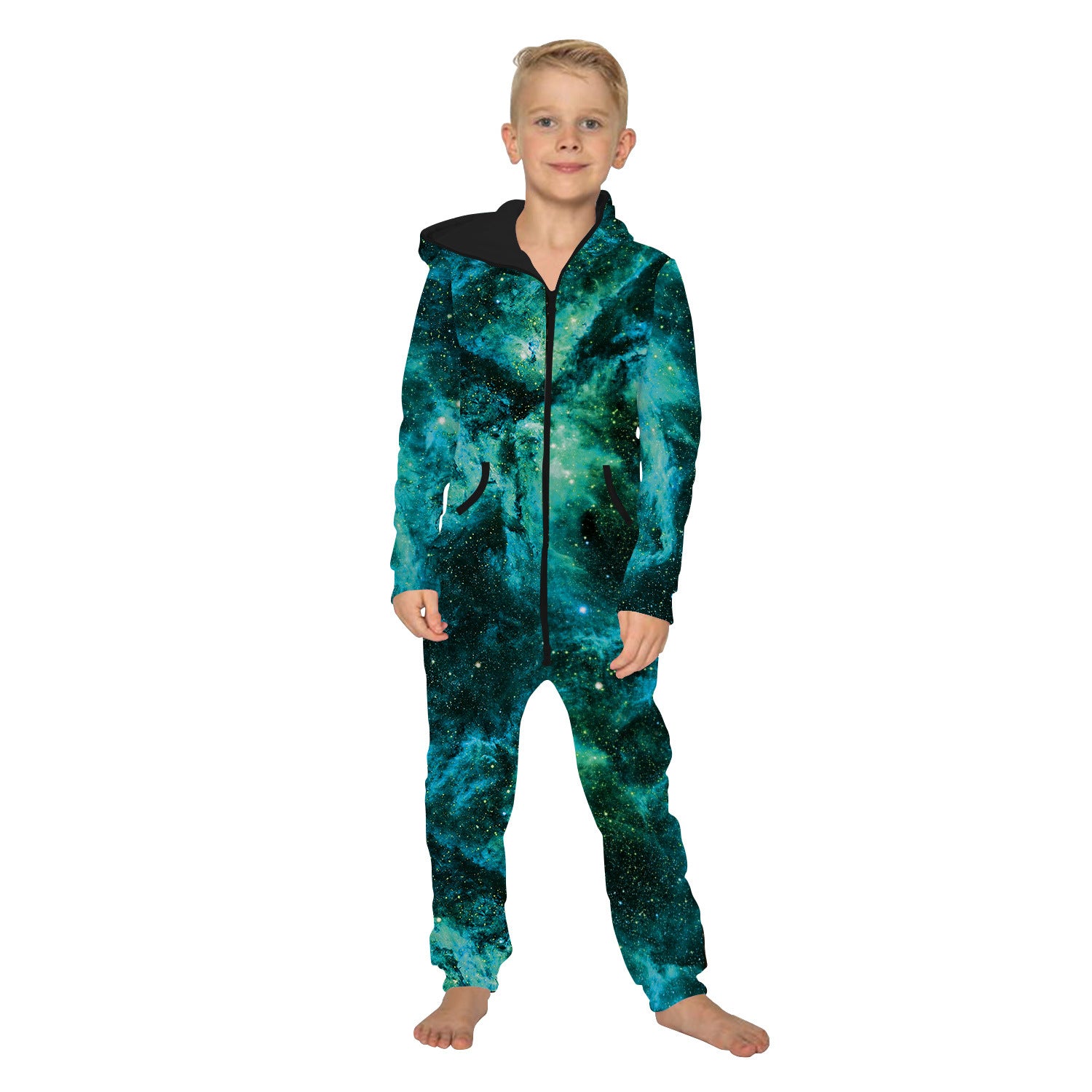 Family Matching Star Digital Print Fashion Zipper Long Sleeve Pajamas