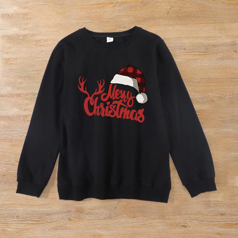 Family Matching Christmas Round Neck Warm Long Sleeved Shirts