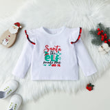 Kid Baby Girl Christmas Long Sleeve Letter Plaid 2 Pcs Sets
