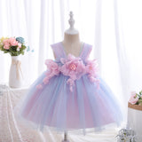 Baby Girl Princess Summer Fluffy Vest Gauze Flower Dresses