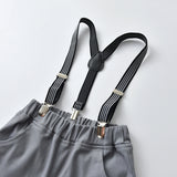 Kid Baby Boy Suit Badge Long Sleeve Suspenders Gentleman 4 Pcs Sets