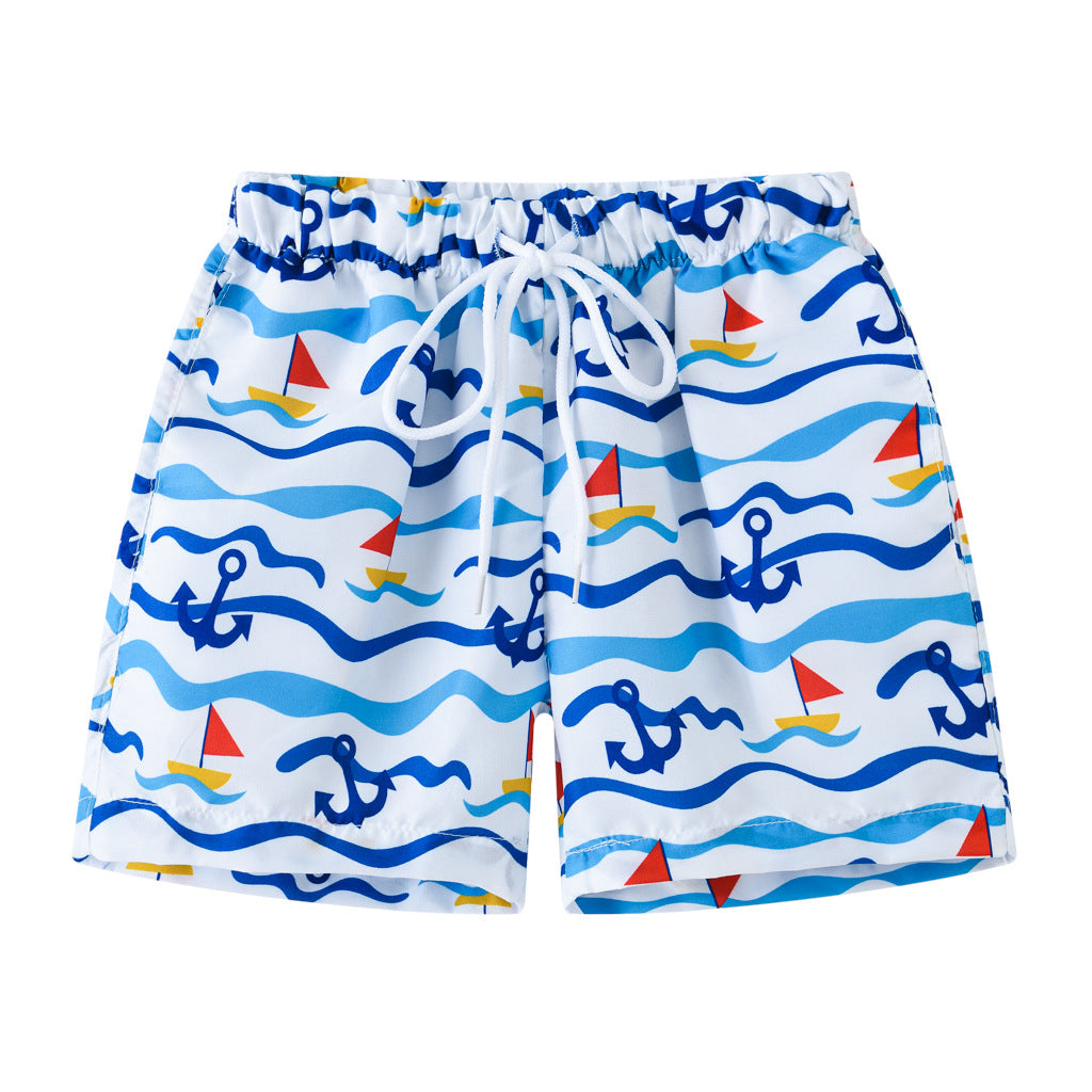 Summer Kids Boy Swimwear Fashion Striped Print Holiday Swimsuit