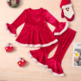 Kid Baby Girl Christmas Red Suits 2 Pcs Sets