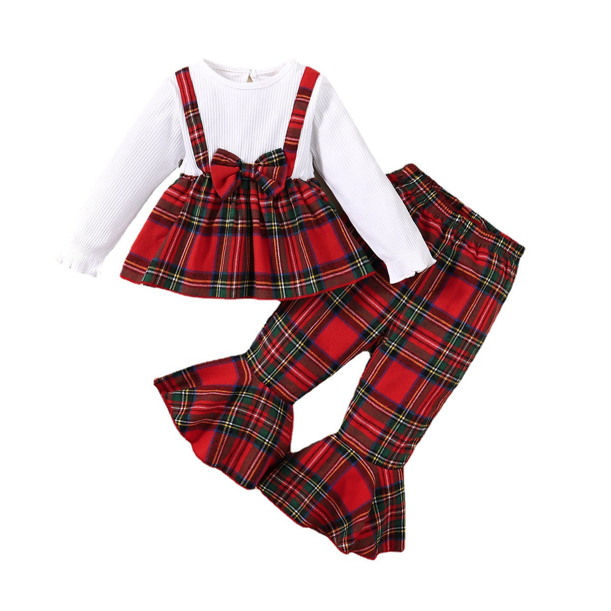 Kid Baby Girls Fall Winter Explosive Plaid Printed Christmas Sets 2 Pcs