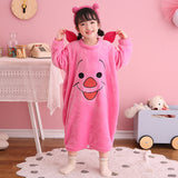Autumn Winter Plush Kids Baby Boy Girl One-piece Cute Cartoon Coral Pajamas