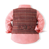 Autumn Baby Boys Gentleman Suit Plaid Banquet 2 Pcs Sets