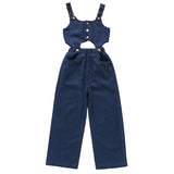 Kid Summer Girls Denim Wide Leg Causal Pants