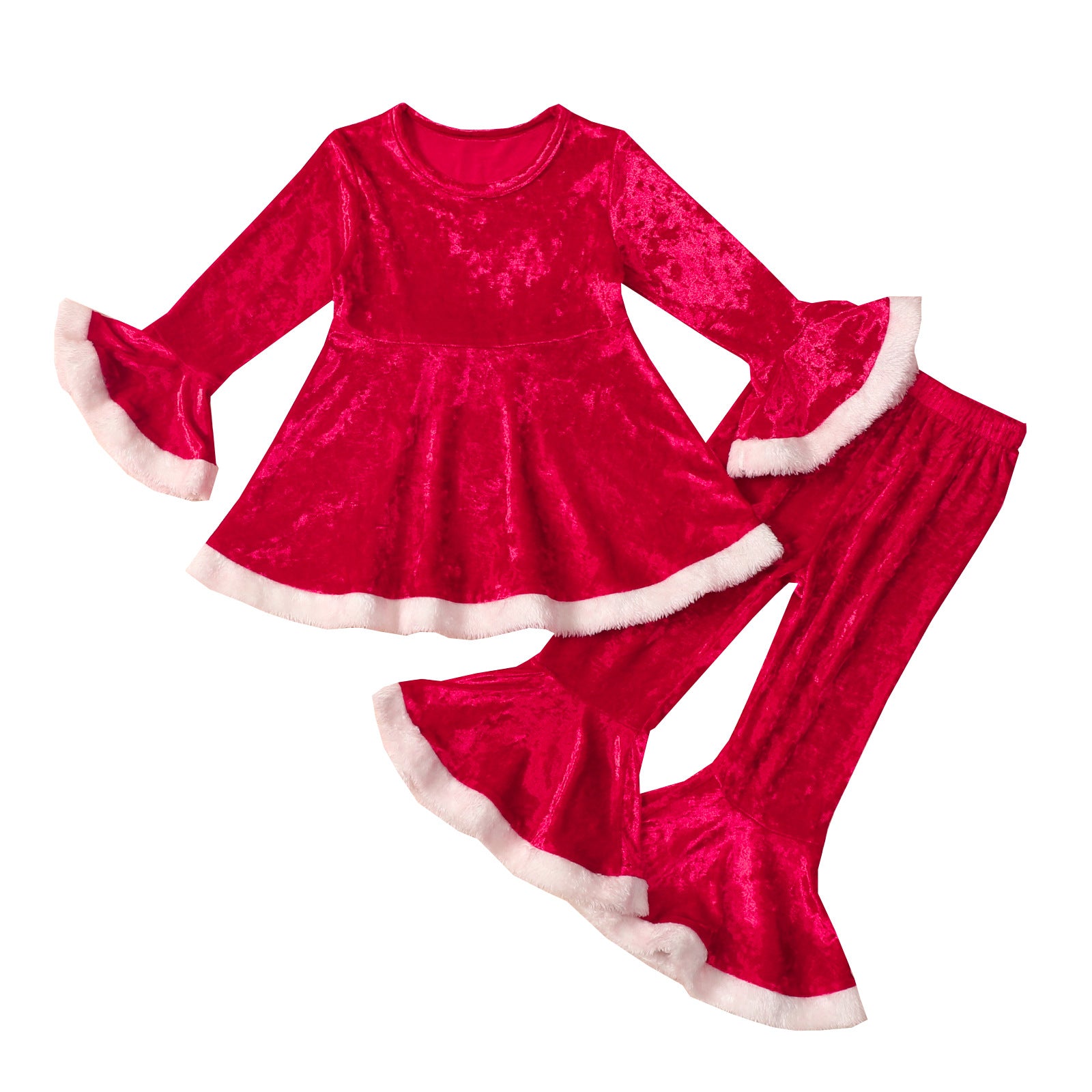 Kid Baby Girl Christmas Red Suits 2 Pcs Sets