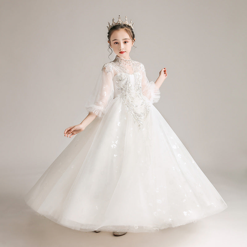 Kid Girls White Princess Flower Little Host Dresses