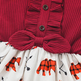 Kid Baby Girl Infant Long Sleeve Pit Splicing Spring Flower Dresses