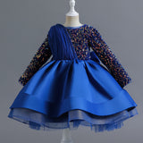 Kid Girl Net Yarn Bow Pommel Performance Princess Dresses