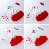 Baby Girl Valentine's Day Long Sleeve Fart Wrap 4 Pcs Set