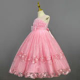 Kid Girl Princess Summer Flower Show Host Pompous Piano Performance Dresses