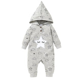Baby Girl Boy Moon Long-sleeved Onesie Autumn Hooded Climbing Rompers