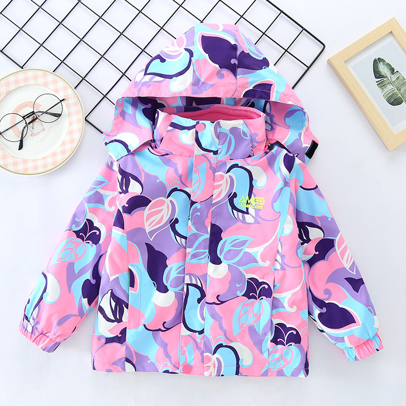 Kid Girl Extra 3-in-1 Detachable Storm Jacket Outdoor Windbreaker Coats