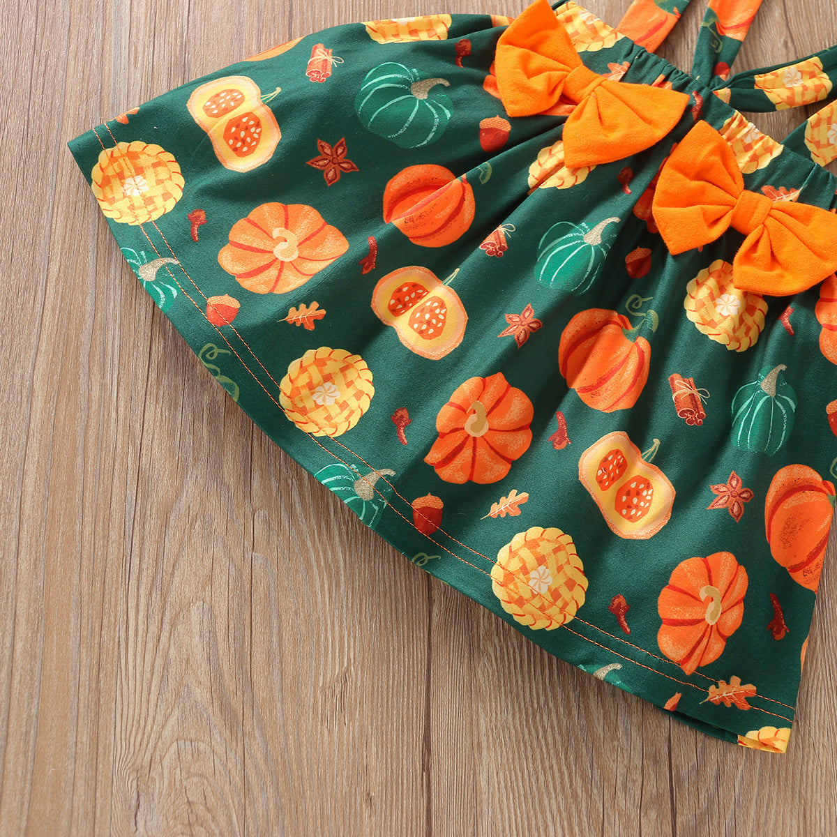 6M-5Y Kid Baby Girl Long Sleeve Round Neck Pumpkin Halloween 2 Pcs Sets