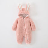 Baby Jumpsuit Thicken Hooded Zipper Big Ear Bunny Rabbit Romper
