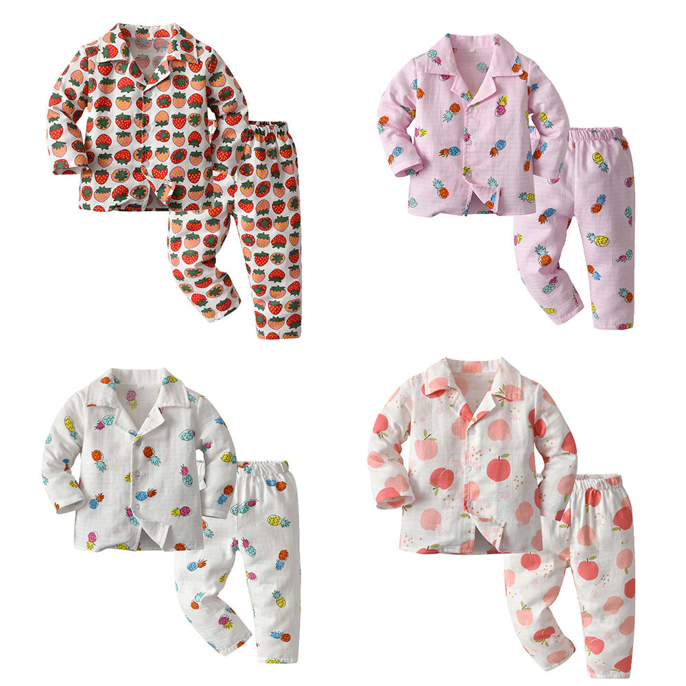 Kid Baby Girl Boy Pajamas Cartoon Long Sleeve Cotton Casual  2 Pcs Set