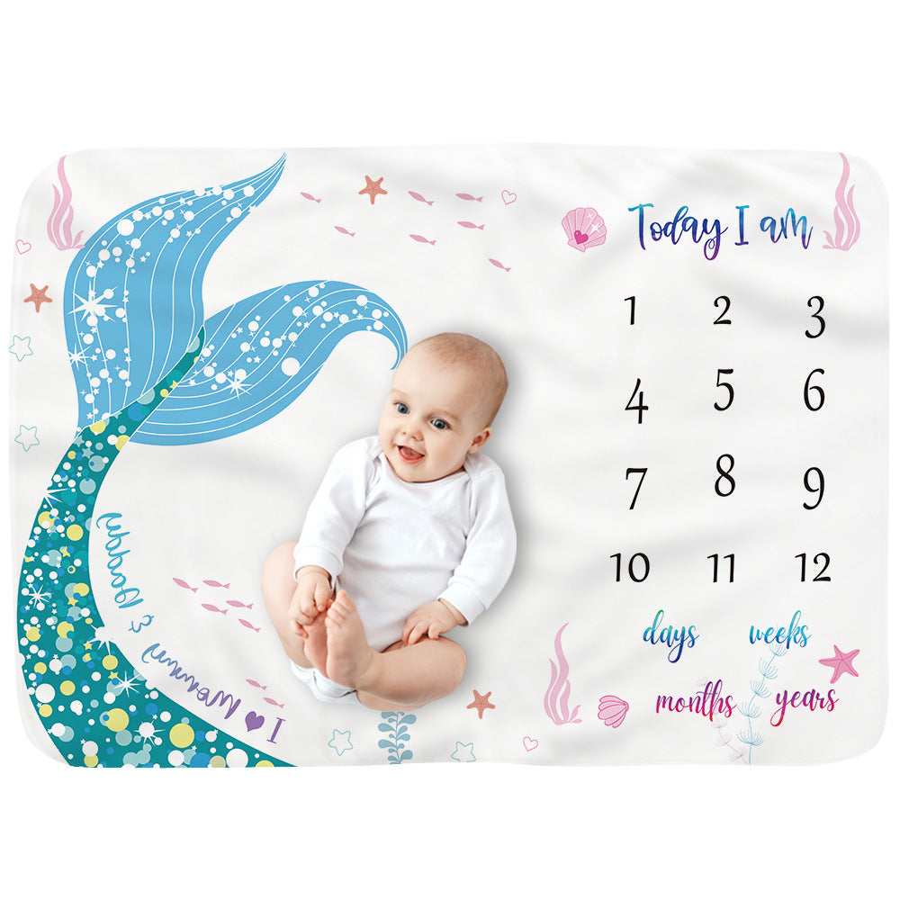 Baby Monthly Record Growth Milestone Blanket Flannel Floral Pajamas