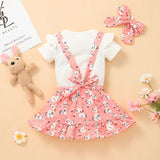 Baby Summer Easter Bunny Full Print Suspenders 3 Pcs Set