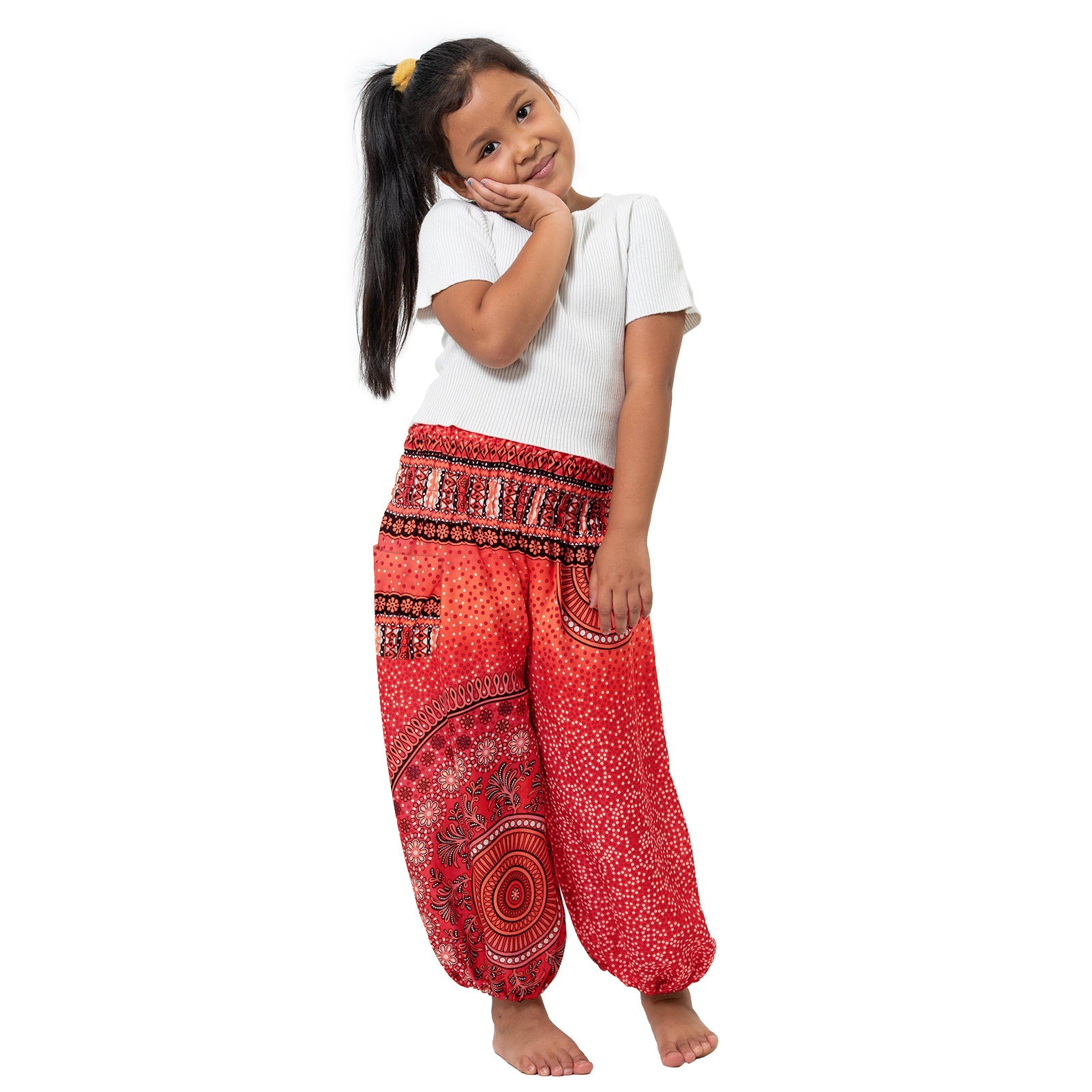 Kid Girl National Digital Printed Knickerbockers Leisure Loose Sports Pants
