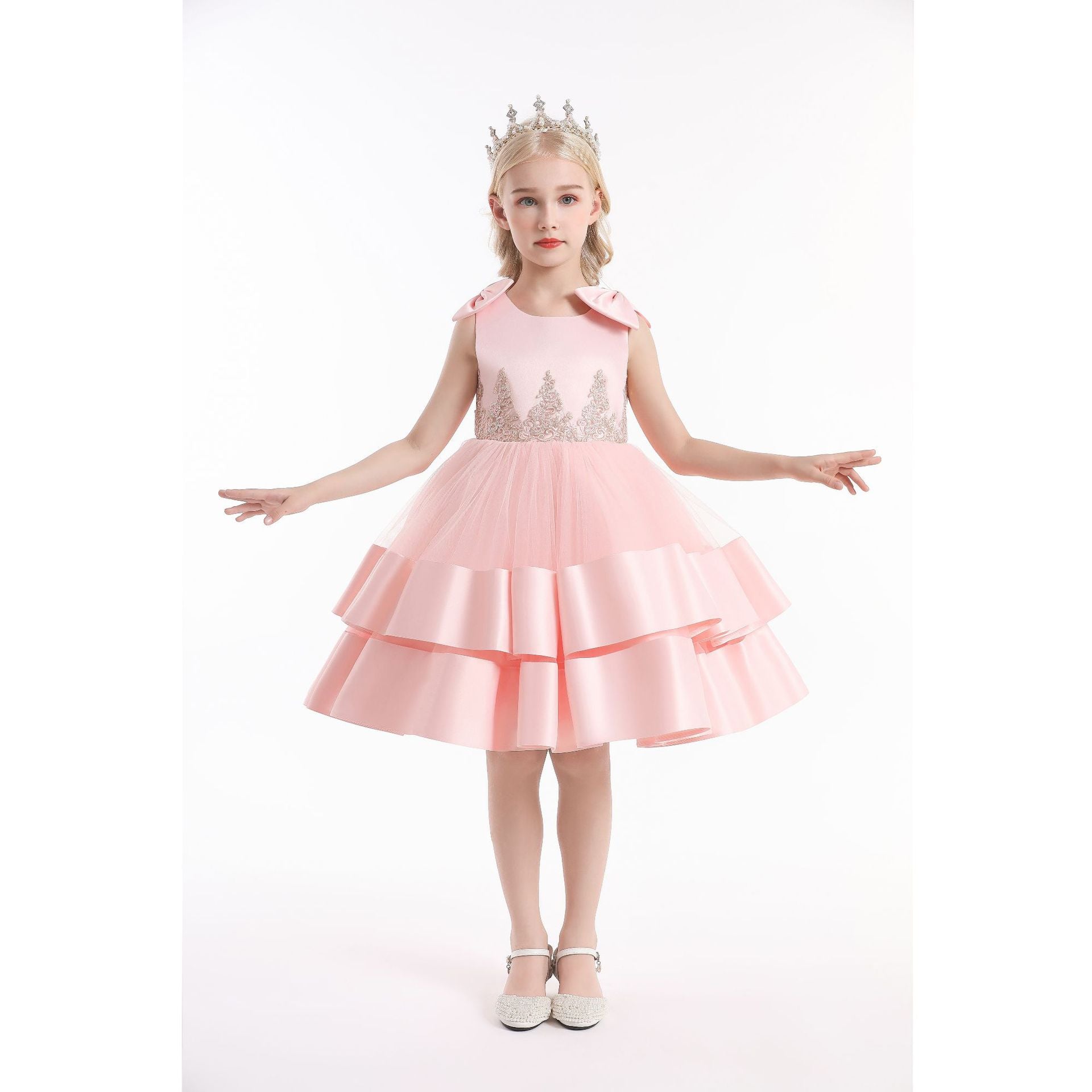 Kid Girl Princess Dress Blue Summer Cotton Halter Cake Dress For Lady