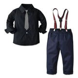 Kid Baby Boy Suit Black Casual Tie Formal Long Sleeve 3 Pcs Sets
