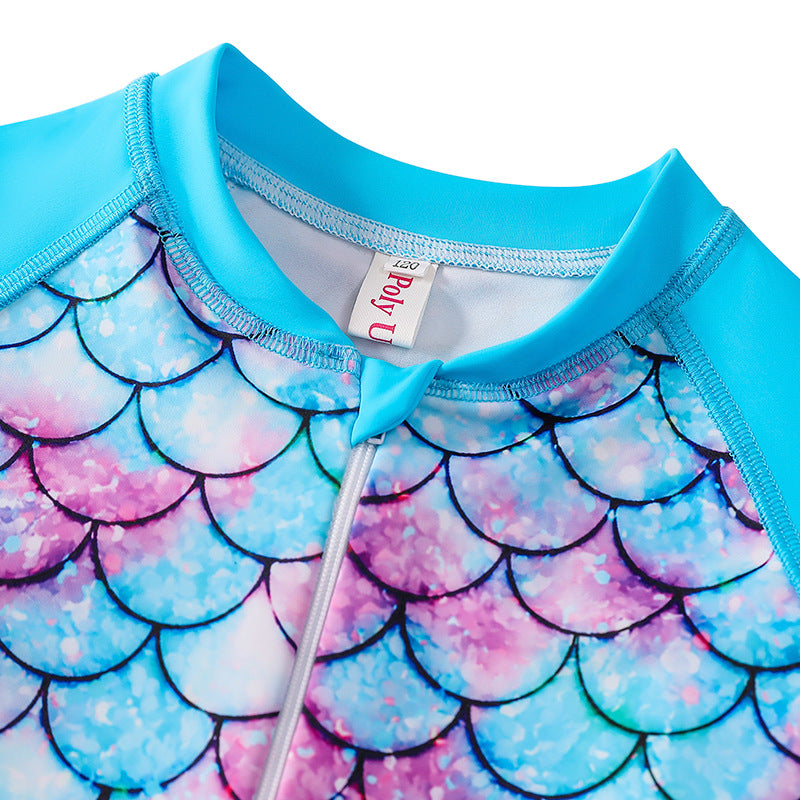 Kid Girls Swimsuit One-piece Sunscreen Beach Mermaid Swimwear