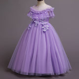 Kid Girl Princess Fashionable Pompous Gauze Flower Wedding Piano Dresses