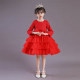 Kid Girl Princess Long Sleeve Cake Show Dress