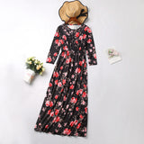 Family Matching Mother Daughter Long Sleeve Flower Print Dresses