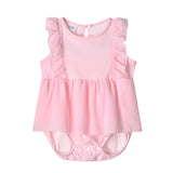 Family Matching Splicing Solid Color Pleated Dresses
