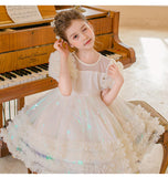 Kid Girls Summer Flower Elegant Wedding Tutu Gown Sequin Birthday Princess Dresses
