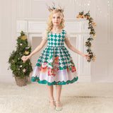 Kid Baby Girl Santa Claus Snow Forge Printed Cotton Christmas Dresses