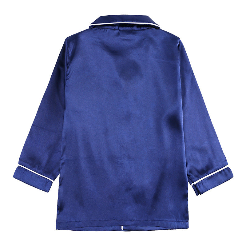 Kid Baby Boy Girl Pajamas Silk Satin Solid Button-Down Nightgown Sleepwear