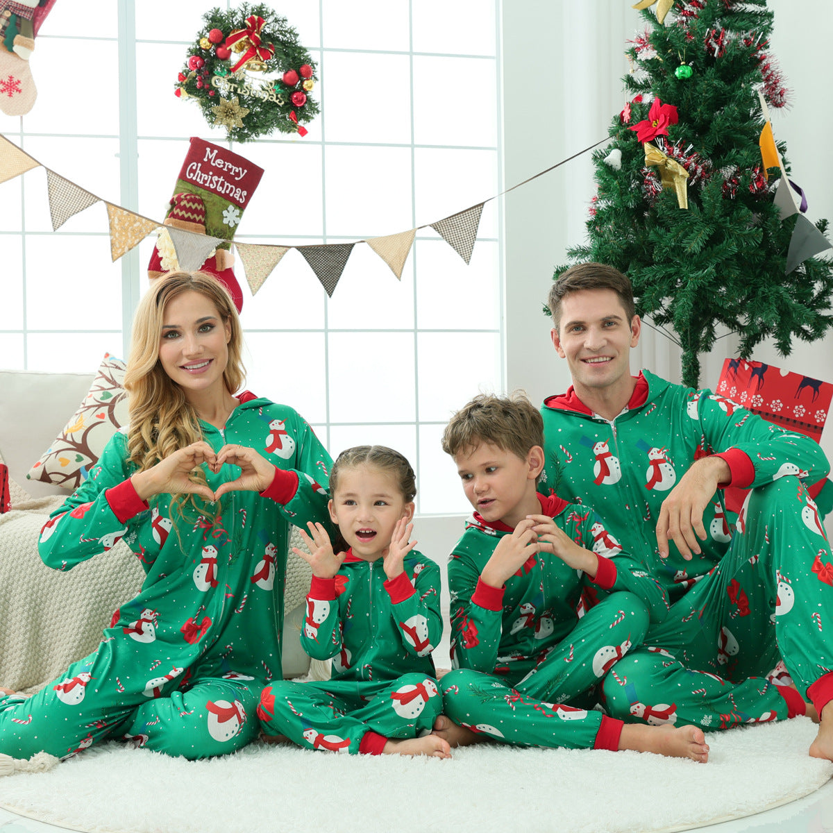 Parent-child Family Matching Christmas One-piece Pajamas
