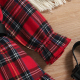 Kid Baby Girl Christmas Sanded British Plaid Casual Dress