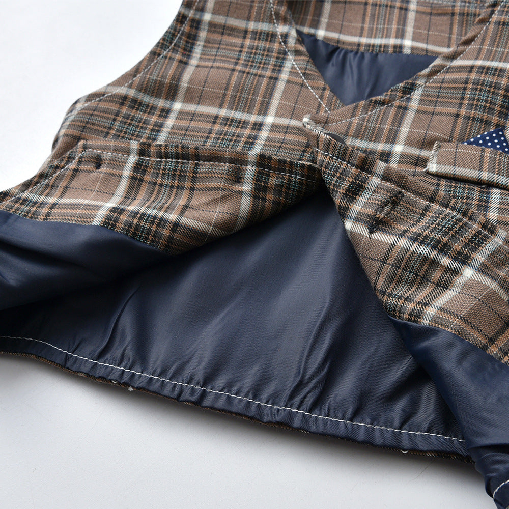 Kid Baby Boys Fall Plaid Suits 3 Pcs Sets