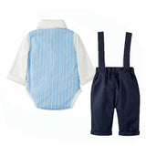 Baby Boy Suit Gentleman Halter Suit Long Sleeve Crawl 2 Pcs Sets