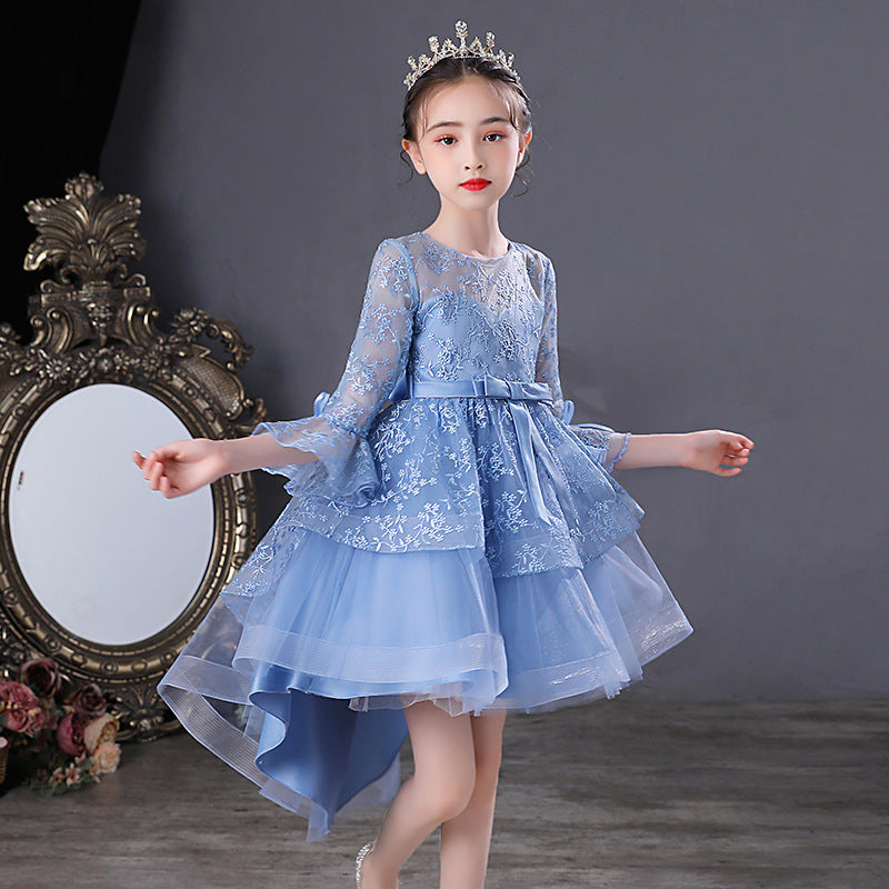 Kid Girl Princess Spring Autumn Mesh Sleeve Fluffy Mesh Dresses