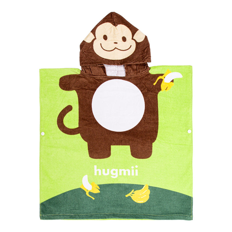 Infant Baby Bathrobe Cartoon Towel Robe Hooded Cloak Pajamas