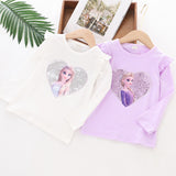 Kid Baby Girls Long-sleeved Autumn Westernized Round Neck Shirt