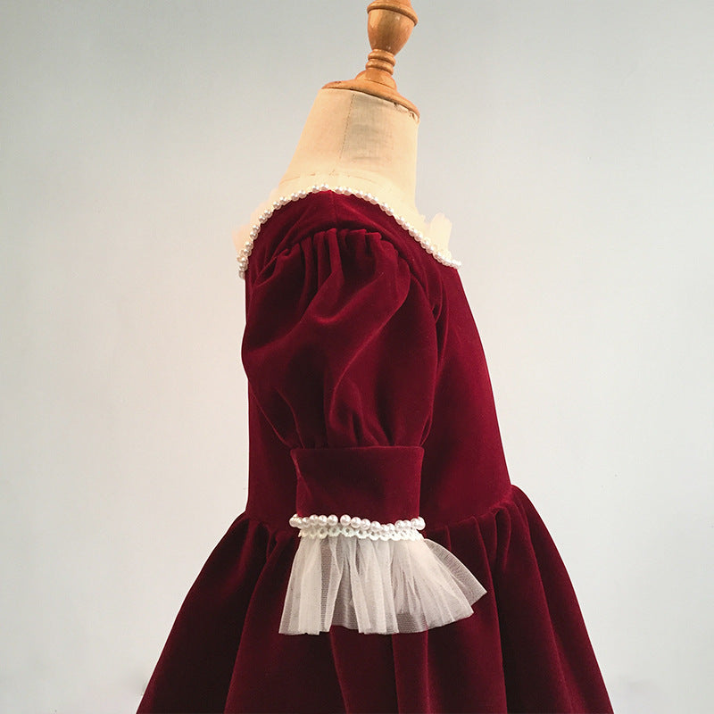 Kid Girls Velvet Thickened Princess Wedding Dress