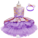 Kid Baby Girl Christmas Long Dress Bow Lace Evening Dress