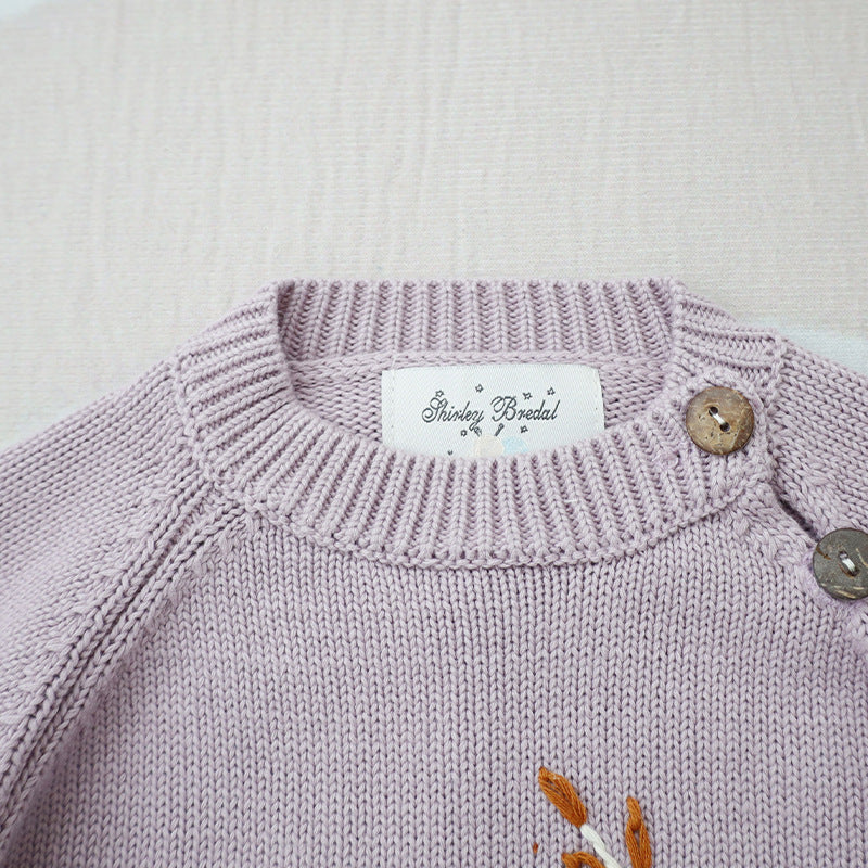 Kid Baby Girl  Hand Embroidered Farm Knit Winter Thicken Sweater